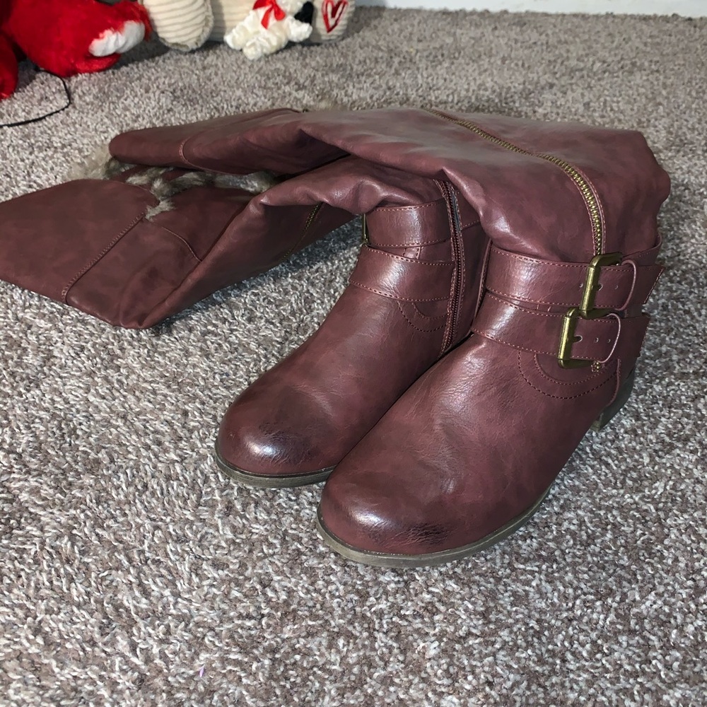 Coral colored riding boots size 8